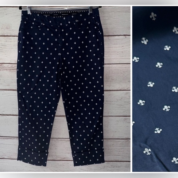 Intro “Love the Fit” Comfort Waist Ankle Pants – Size 6 – Navy with White Print - Picture 1 of 8